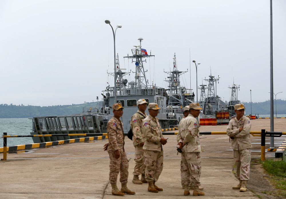 Sailors stand guard near petrol boats at the Cambodian Ream Naval Base in Sihanoukville, Cambodia, July 26, 2019. u00e2u20acu201d Reuters pic