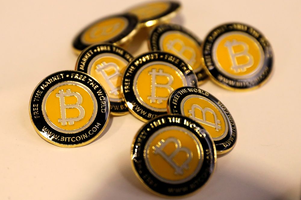 Bitcoin.com buttons are seen displayed on the floor of the Consensus 2018 blockchain technology conference in New York City, New York, US, May 16, 2018. u00e2u20acu201d Reuters pic