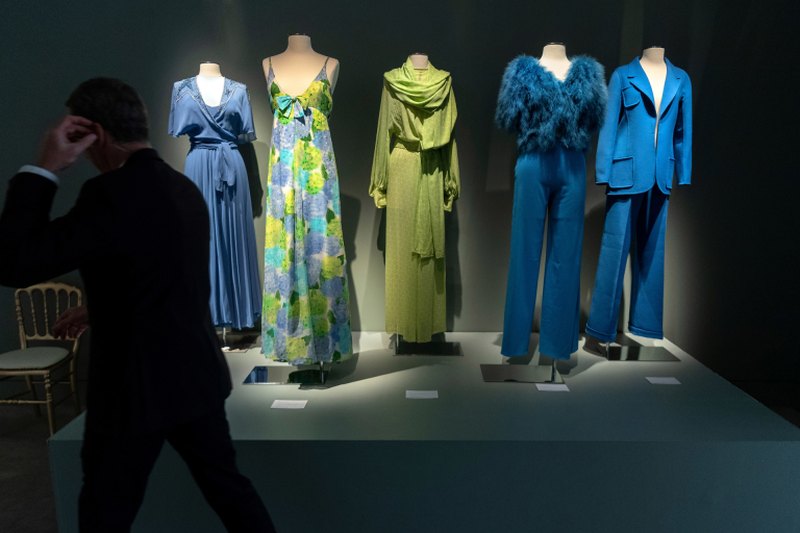 Dresses and outfits from the wardrobe of Italian actress Claudia Cardinale at the Sotheby's showroom auction house in Paris. u00e2u20acu2022 AFP pic