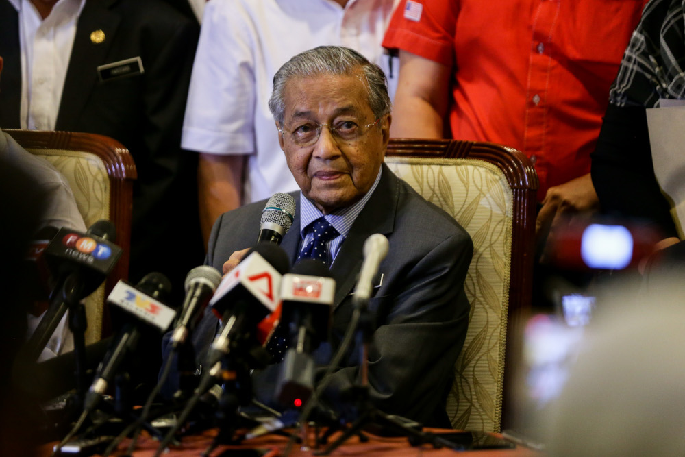 Tun Dr Mahathir during a Bersatu press conference in Perdana Leadership Foundation in Putrajaya July 15, 2019. u00e2u20acu201d Picture by Ahmad Zamzahurin