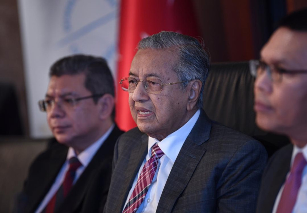 Prime Minister Tun Dr Mahathir Mohamad holds a press conference in Sabiha Gocken Airport Istanbul, July 27, 2019. u00e2u20acu201d Bernama pic 