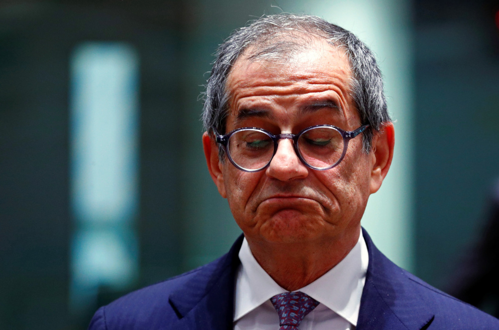 Italian Economy Minister Giovanni Tria attends a eurozone finance ministers meeting in Brussels, Belgium July 8, 2019. u00e2u20acu201d Reuters pic 
