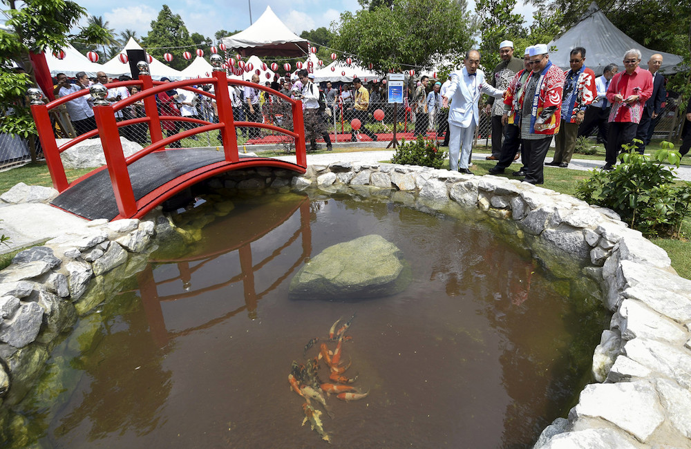 Kelantan Deputy Mentri Besar Datuk Mohd Amar Nik Abdullah and Japan Rohm-Wako honorary president Datuk Yosuke Yoshioka attend the opening of the Kota Baru Peace Memorial Park July 4, 2019. u00e2u20acu201d Bernama pic
