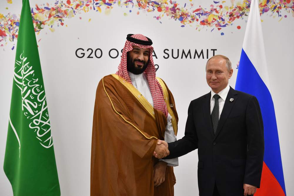 Russia's President Vladimir Putin shakes hands with Saudi Arabia's Crown Prince Mohammed bin Salman during a meeting on the sidelines of the G20 Summit in Osaka June 29, 2019. u00e2u20acu2022 Reuters pic