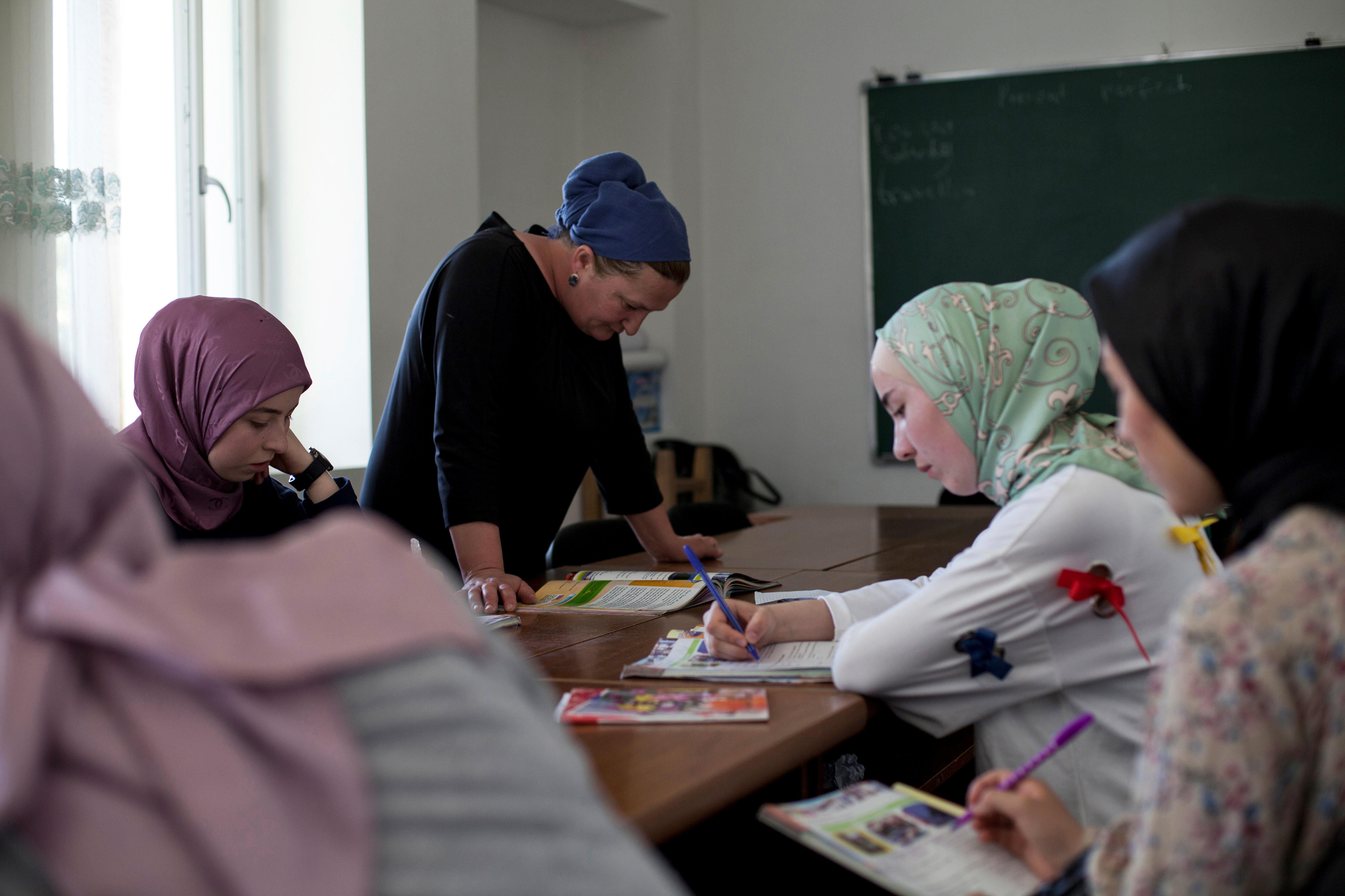 Students attend an English class for intermediate level in a school in Jokolo village of Pankisi, Georgia June 1, 2019. — Reuters pic