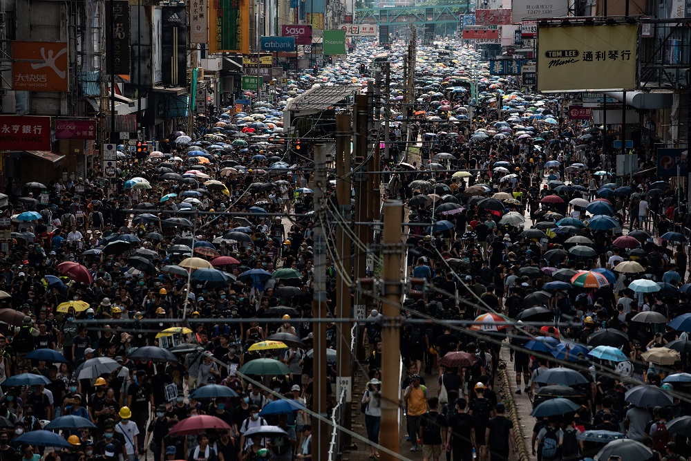 Protesters gather in the district of Yuen Long in Hong Kong July 27, 2019. u00e2u20acu201d AFP pic       