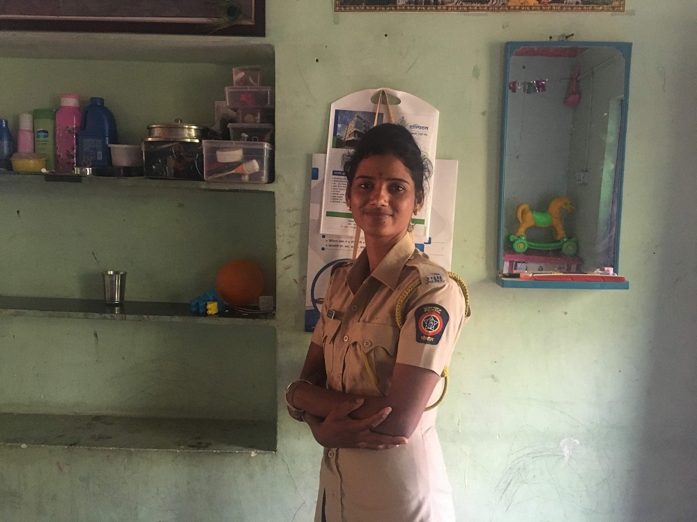 Police constable Meena Ghodke poses for a picture in her uniform at her home in Beed, India, June 17, 2019. u00e2u20acu201d Thomson Reuters Foundation