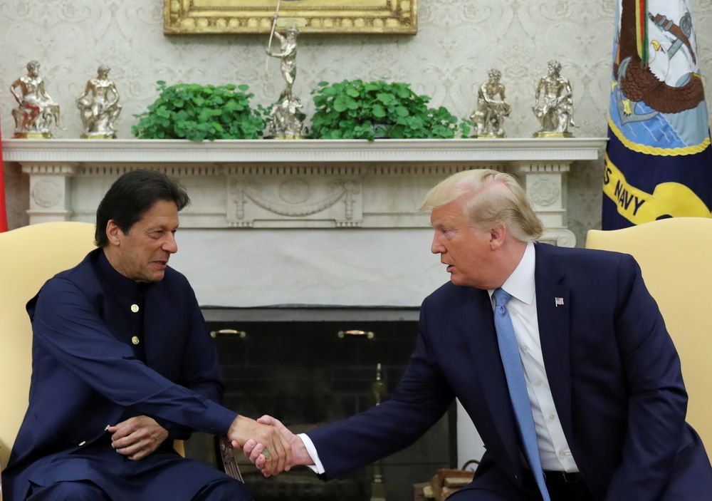 US President Donald Trump greets Pakistanu00e2u20acu2122s Prime Minister Imran Khan in the Oval Office at the White House in Washington, US, July 22, 2019. u00e2u20acu201d Reuters pic