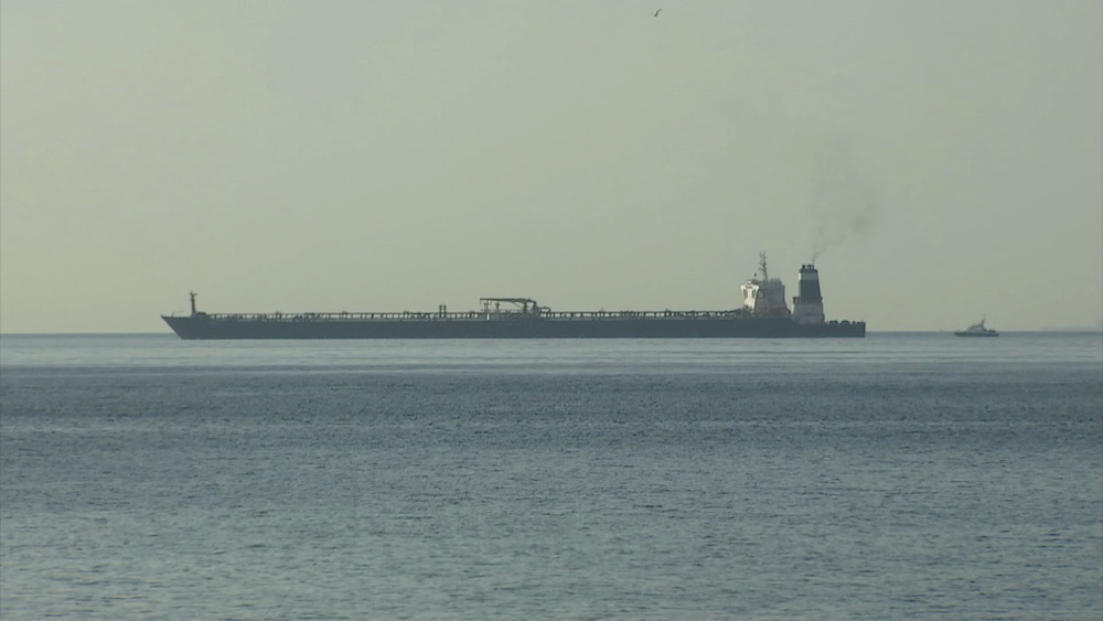 Oil supertanker Grace 1 on suspicion of being carrying Iranian crude oil to Syria is pictured after being detained near Gibraltar, Spain in this screen grab obtained from a video on July 4, 2019. u00e2u20acu201d Reuters pic
