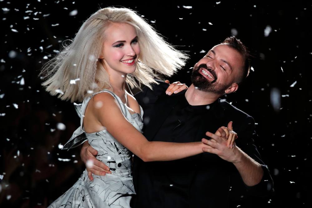 French designer Julien Fournie appears at the end of his Haute Couture Fall/Winter 2019/20 collection show in Paris July 2, 2019. u00e2u20acu2022 Reuters pic