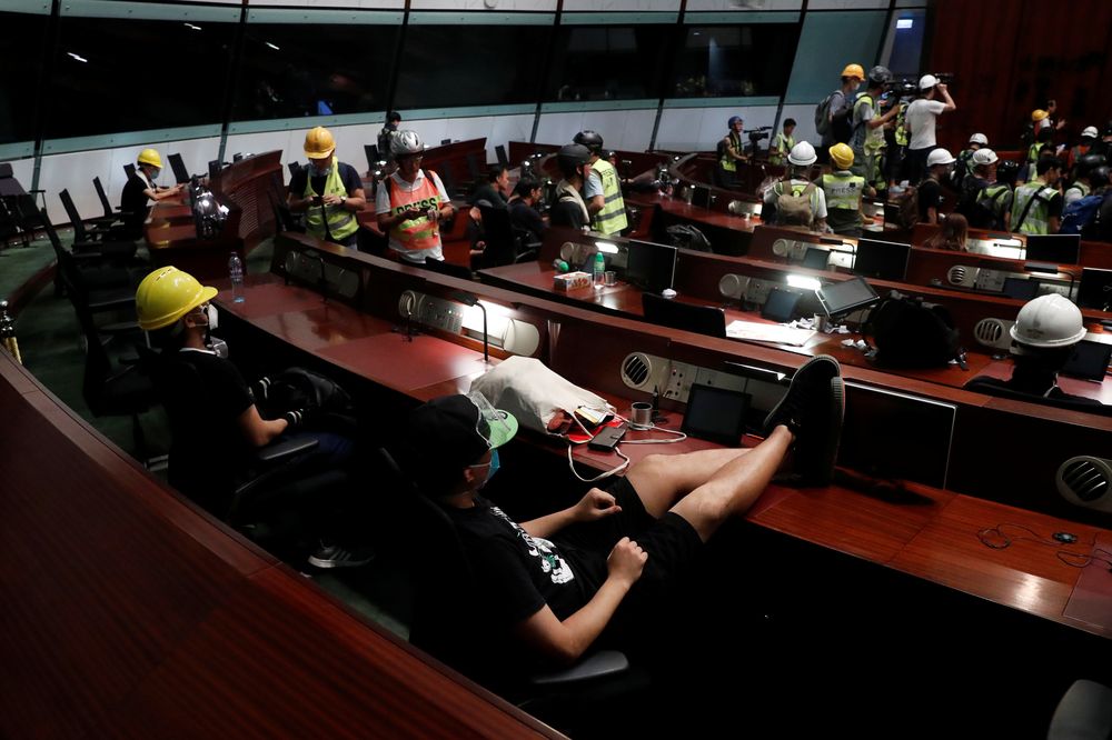Anti-extradition bill protesters are seen inside a chamber after they broke into the Legislative Council building during the anniversary of Hong Kong's handover to China in Hong Kong, China July 1, 2019. u00e2u20acu201d Reuters pic