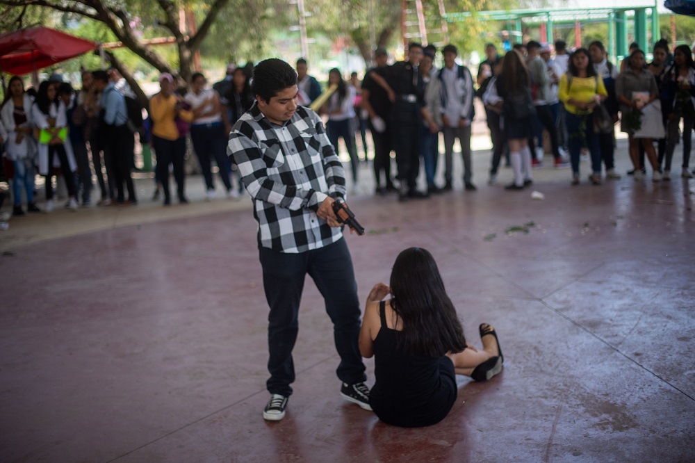 Students perform during a demonstration marking the International Womenu00e2u20acu2122s day in Ecatepec, Mexico state, Mexico March 8, 2019. u00e2u20acu201d AFP pic     