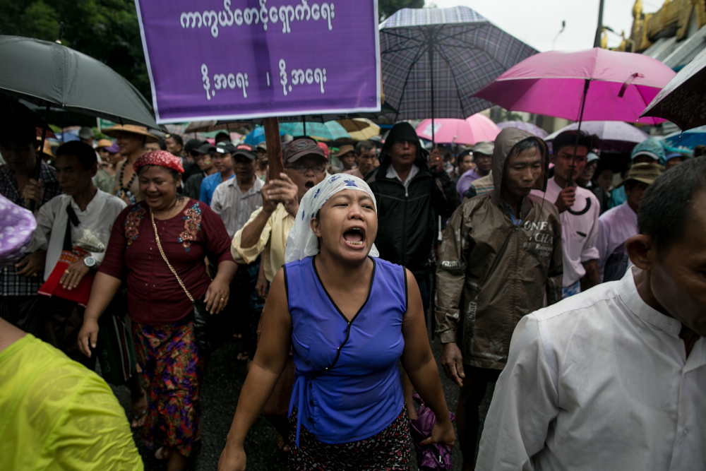 People participate in a demonstration to protest proposed amendments to the 2008 Myanmar Constitution in Yangon on July 17, 2019. u00e2u20acu201d AFP pic