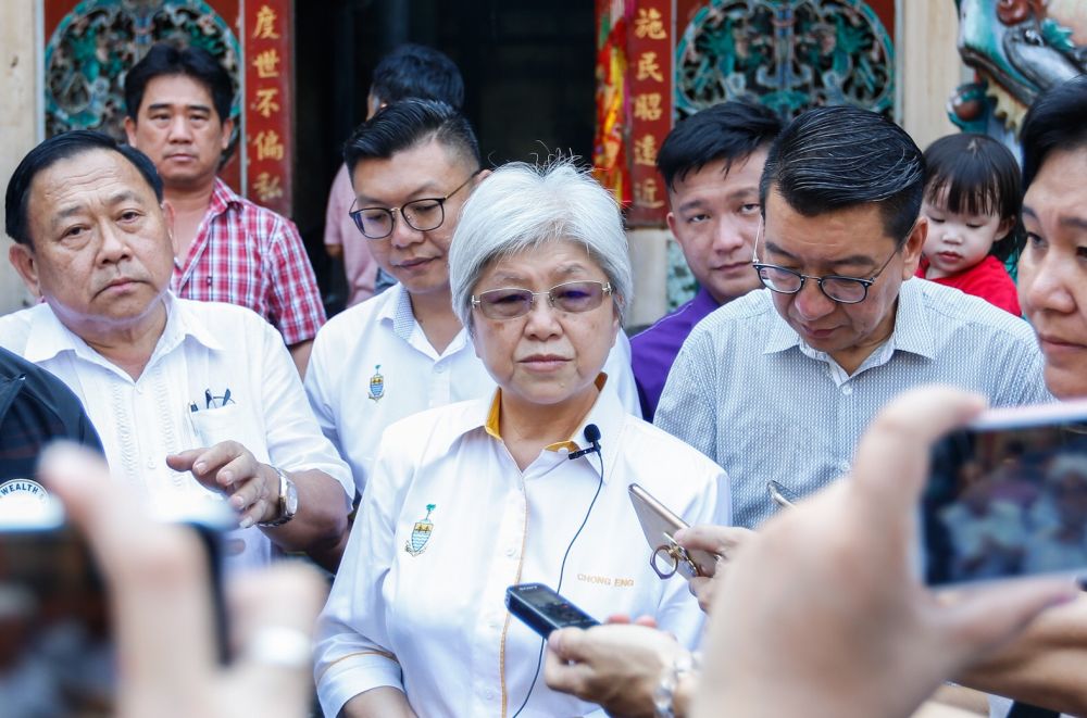 Penang exco Chong Eng speaks to reporters in front of the Pek Kong Cheng Temple in Bukit Mertajam July 4, 2019. u00e2u20acu201d Picture by Sayuti Zainudin