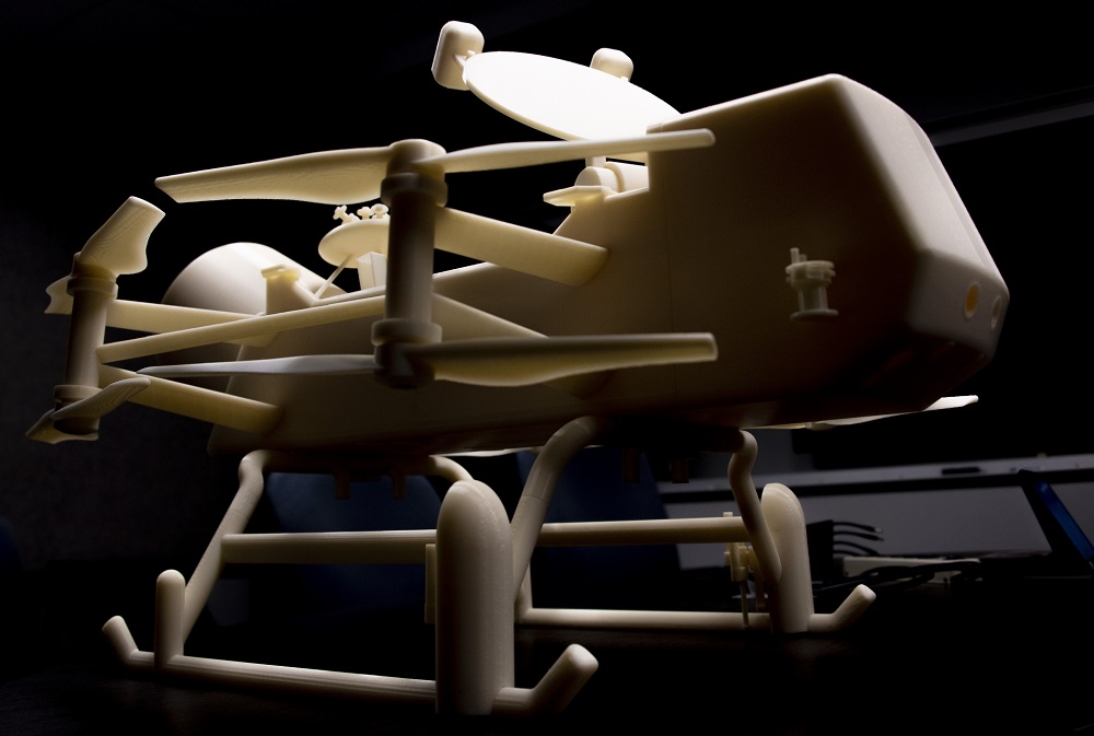 The one quarter scale 3D-printed model of the quadcopter drone named Dragonfly that will land on Titan in 2034. u00e2u20acu201d AFP pic      