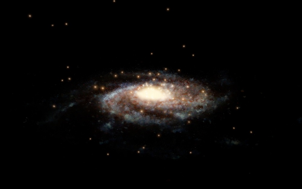 A handout photo released on March 7, 2019 shows an artist impression of a computer generated model of the Milky Way and the accurate positions of the globular clusters used in this study surrounding it. u00e2u20acu201d L. Calcada and L. Watkins/ESA/Hubble/AFP pic    