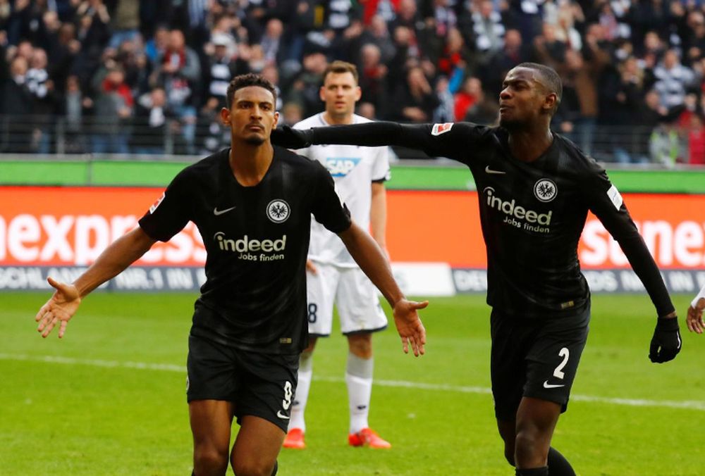 Eintracht Frankfurtu00e2u20acu2122s Sebastian Haller celebrates scoring their second goal against TSG 1899 Hoffenheim during their Bundesliga match at Commerzbank-Arena, Frankfurt, Germany, March 2, 2019. u00e2u20acu201d Reuters pic