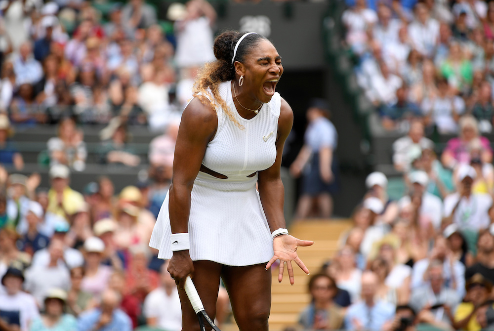 Serena Williams of the US celebrates winning her third round match against Germanyu00e2u20acu2122s Julia Goerges at the All England Lawn Tennis and Croquet Club, London, Juky 6, 2019. u00e2u20acu201d Reuters picnn