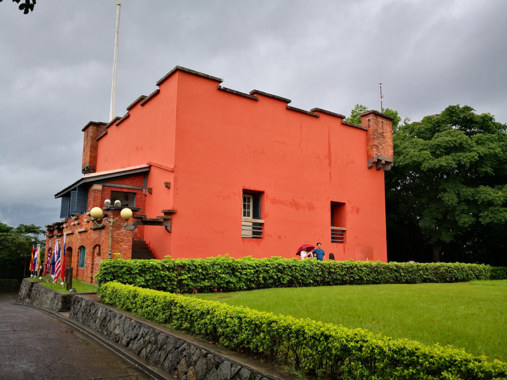 Fort San Domingo is pictured beside what is believed to be Taiwan’s first ever tennis lawn. 
