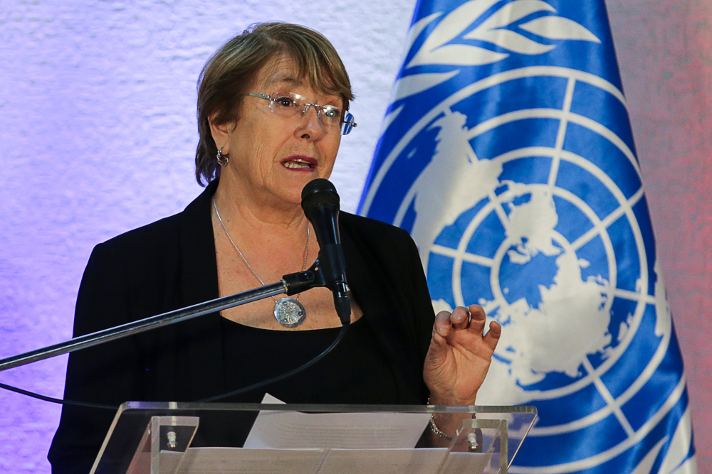 In this file photo taken June 22, 2019 UN High Commissioner for Human Rights, Michelle Bachelet, speaks during a press conference in Caracas, Venezuela. u00e2u20acu201d AFP 