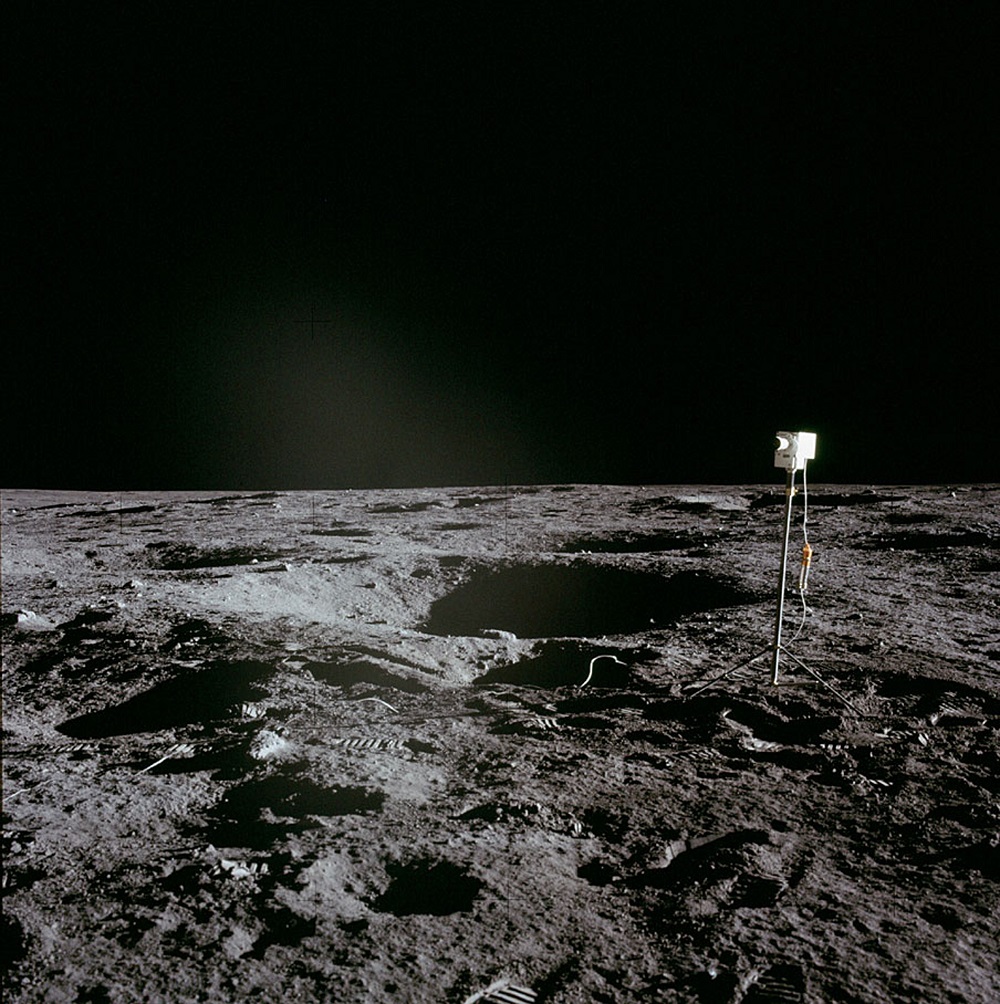 In this photo obtained from Nasa, shows a camera left by the Apollo 12 crew during their landing on the moon 19 and 20, 1969. u00e2u20acu201d AFP pic         