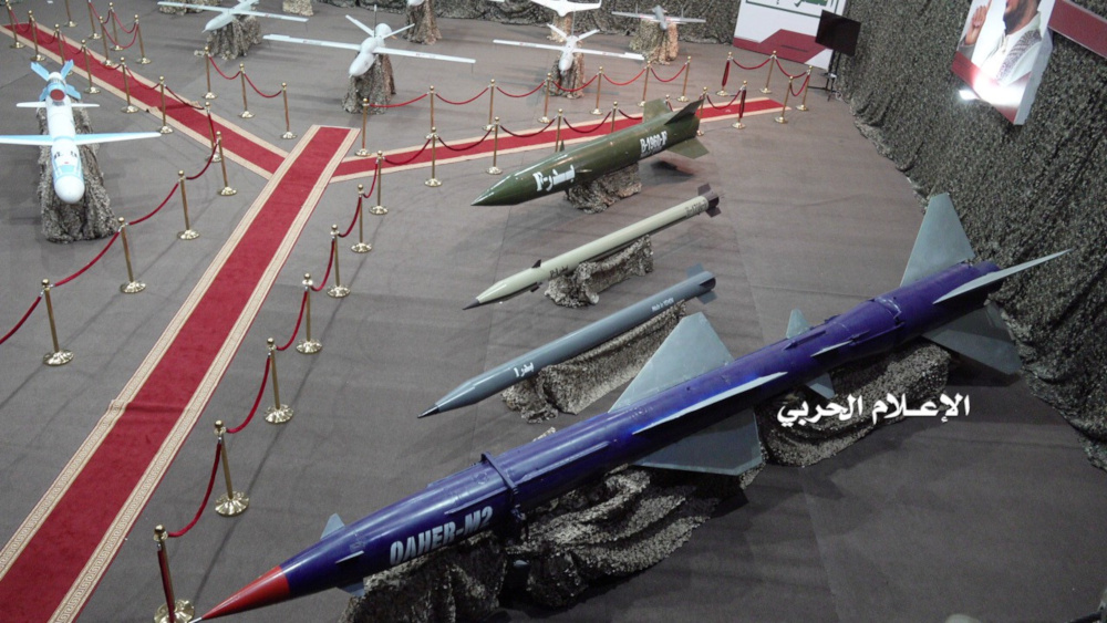 Missiles and drone aircrafts are put on display at an exhibition at an unidentified location in Yemen in this undated handout photo released by the Houthi Media Office July 9, 2019. u00e2u20acu201d Houthi Media Office handout pic via Reuters 