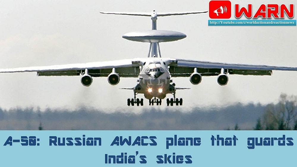 Image of the Russian A-50 airborne early warning and control aircraft from the YouTube video 'A-50: Russian AWACS plane that guards Indiau00e2u20acu2122s skies.'