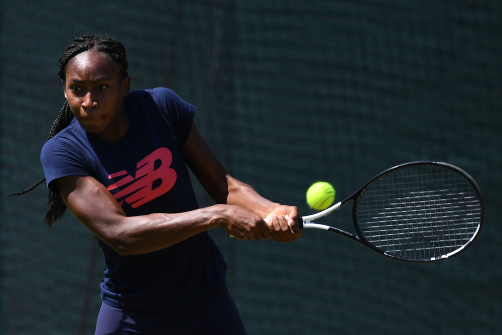 US player Cori Gauff takes part in a session on the practice courts at The All England Tennis Club in Wimbledon, London, on July 4, 2019, on the fourth day of the 2019 Wimbledon Championships tennis tournament. u00e2u20acu201d AFP pic