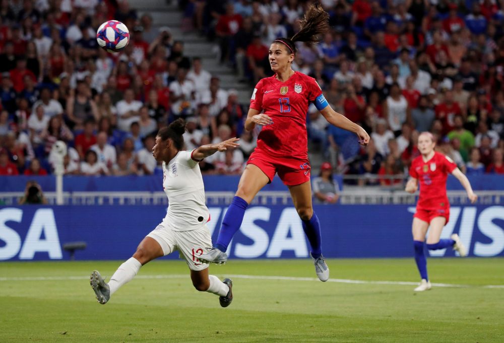 Alex Morgan of the US scores their second goal against England. u00e2u20acu201d Reuters pic