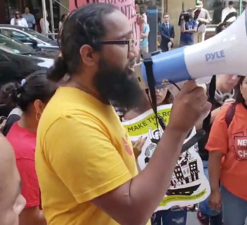 Protesters are seen demanding Amazon break ties with ICE and Homeland Security in New York July 15, 2019. u00e2u20acu201d Chhaya CDC/social media video image via Reuters pic