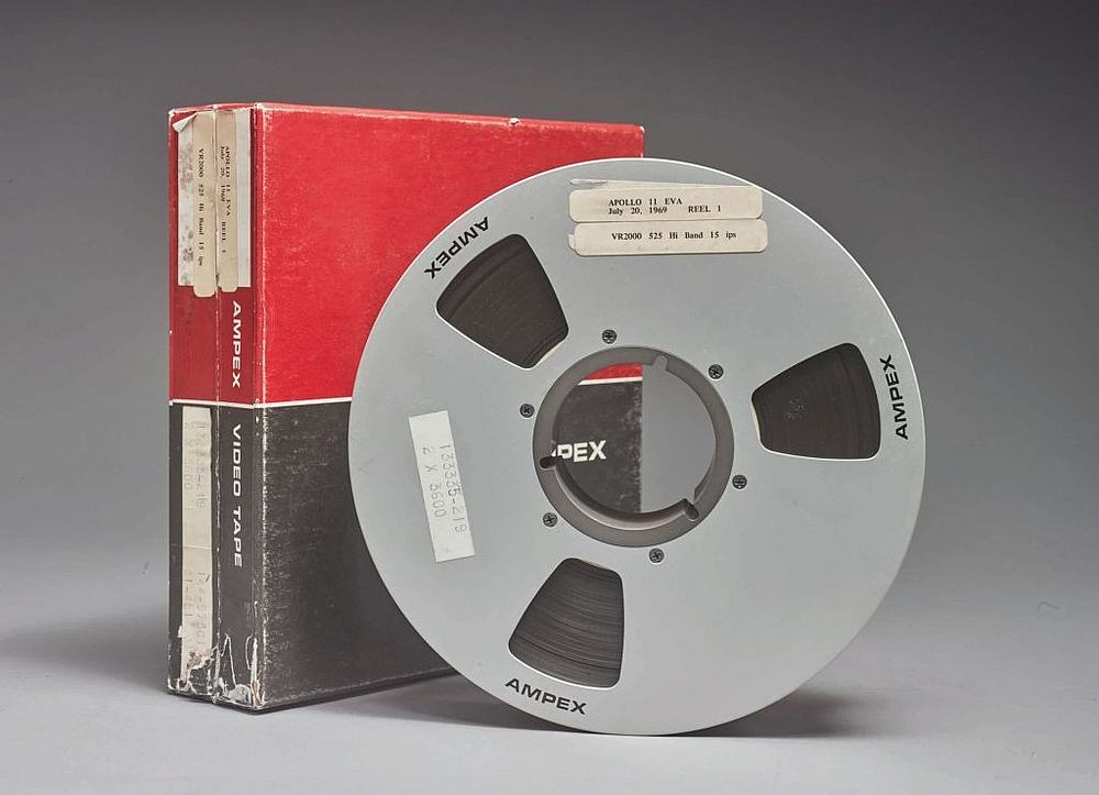 Original, first-generation NASA videotape recordings of the Apollo 11 lunar EVA. u00e2u20acu201d Image courtesy of Sotheby's via AFP