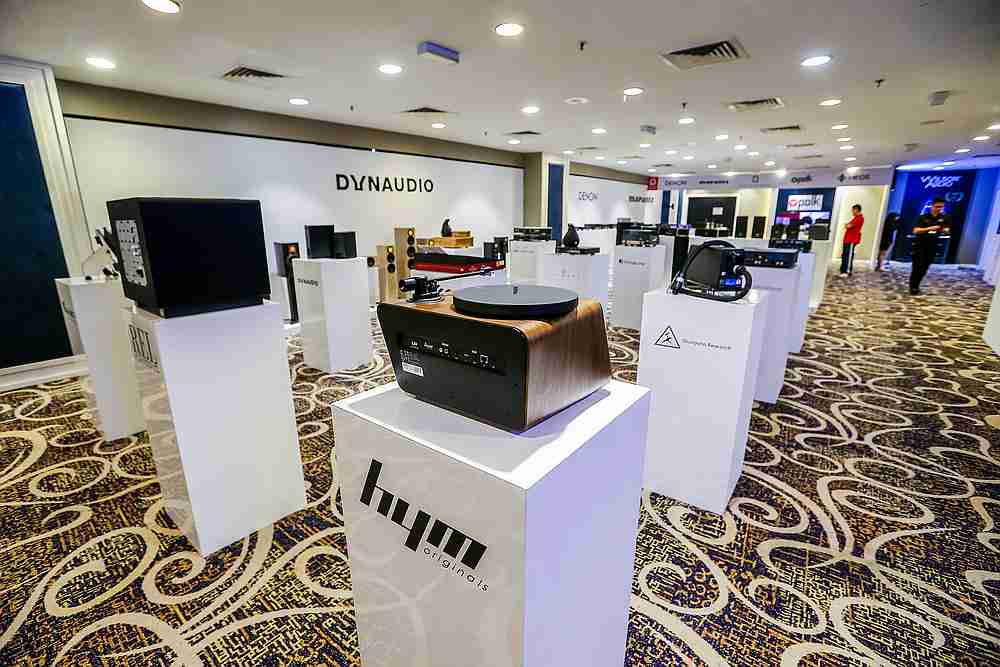 Some of the products from CMY Audio & Visual Sdn Bhd on display at the exhibition. — Picture by Firdaus Latif