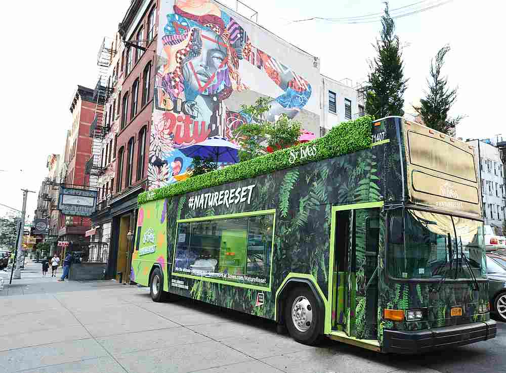 St Ives unveils its #NatureReset bus, heading to several US cities this summer. u00e2u20acu201d Picture courtesy of St Ives via AFP