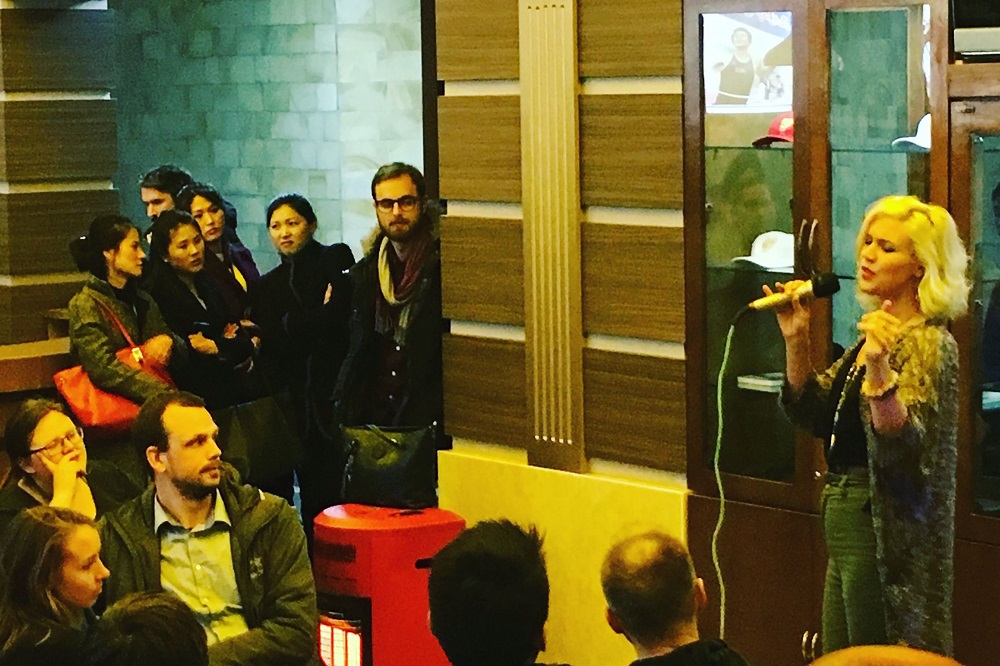 This handout from Koryo Tours taken on March 13, 2019 and released on March 14, 2019 shows British singer-songwriter Joss Stone (right) performing in a bar in Pyongyang. u00e2u20acu201d Simon Cockrell/Koryo Tours/AFP pic 