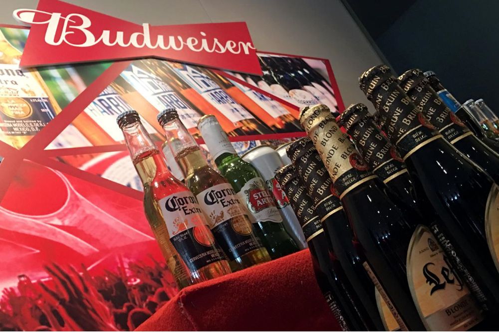 Portfolio beer brands of Budweiser Brewing Company APAC Ltd are displayed during a news conference on the companyu00e2u20acu2122s IPO in Hong Kong, July 4, 2019. u00e2u20acu201d Reuters pic