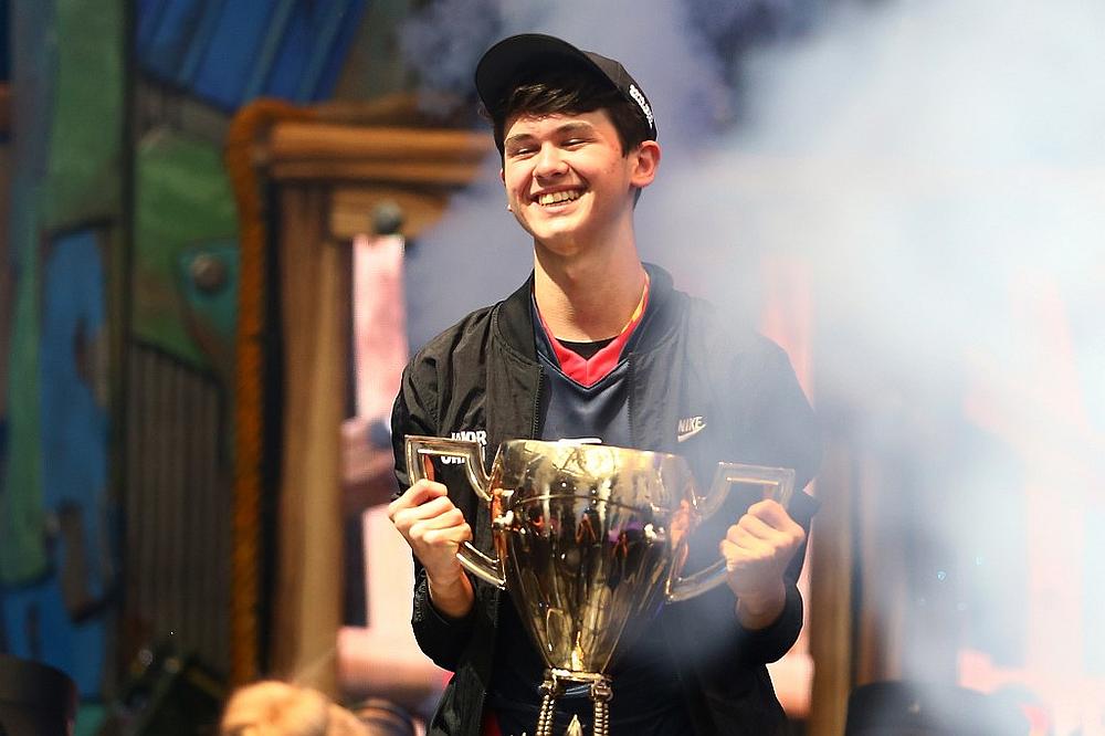 Kyle Bugha Giersdorf celebrates after winning the Fortnite World Cup solo final at Arthur Ashe Stadium on July 28, 2019 in New York City. u00e2u20acu201d Mike Stobe/Getty Images/AFP pic