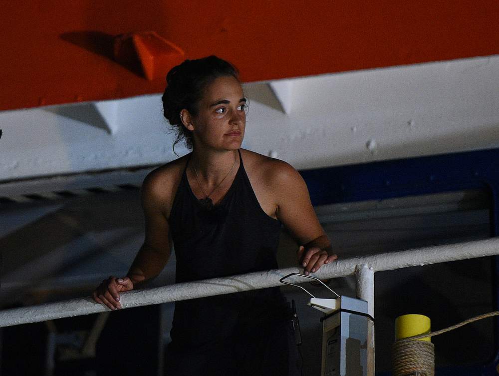 Carola Rackete, the 31-year-old Sea-Watch 3 captain, is seen onboard the ship as it docks in Lampedusa, Italy June 29, 2019. u00e2u20acu201d Reuters pic 