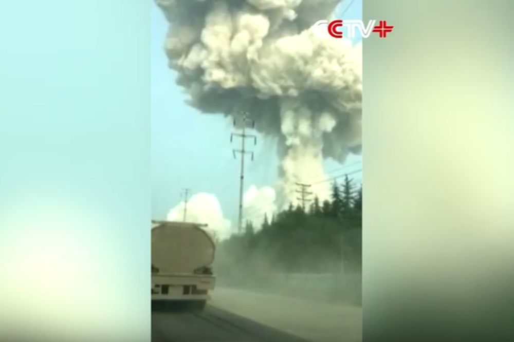 A huge explosion rocked a gas plant in Chinau00e2u20acu2122s Henan province. u00e2u20acu201d Videograb courtesy of CCTV Video News Agency