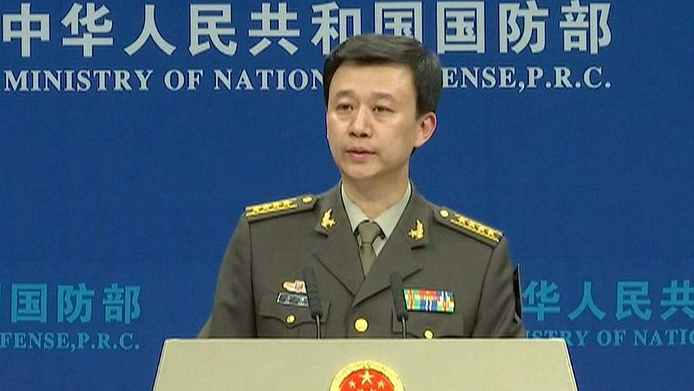 Screengrab of China Defence Ministry spokesman Wu Qian from the YouTube video: China's Defence Ministry says Japan 'hyping up' military drill.