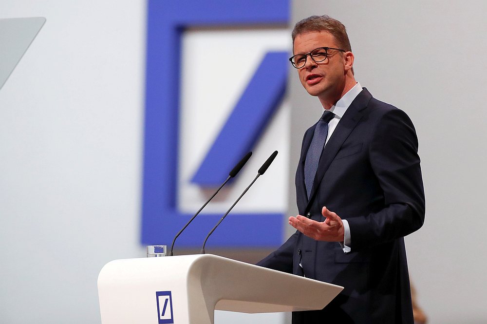 CEO Christian Sewing speaks during the annual shareholder meeting of Germanyu00e2u20acu2122s largest business bank, Deutsche Bank, in Frankfurt May 23, 2019. u00e2u20acu201d Reuters pic