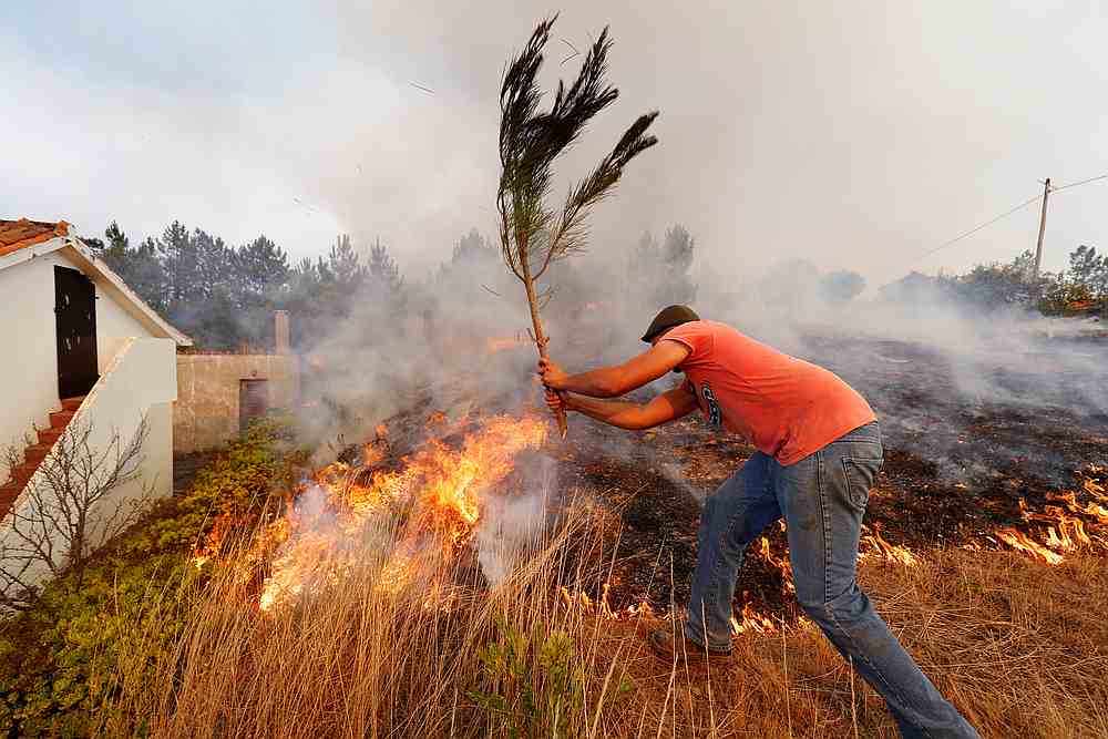 Villagers help to put out a forest fire at the small village of Colos, Portugal July 21, 2019. u00e2u20acu201d Reuters pic