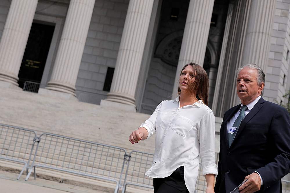 Courtney Wild (left) with attorney Stan Pottinger at the Southern District of New York court July 8, 2019. u00e2u20acu201d Reuters pic