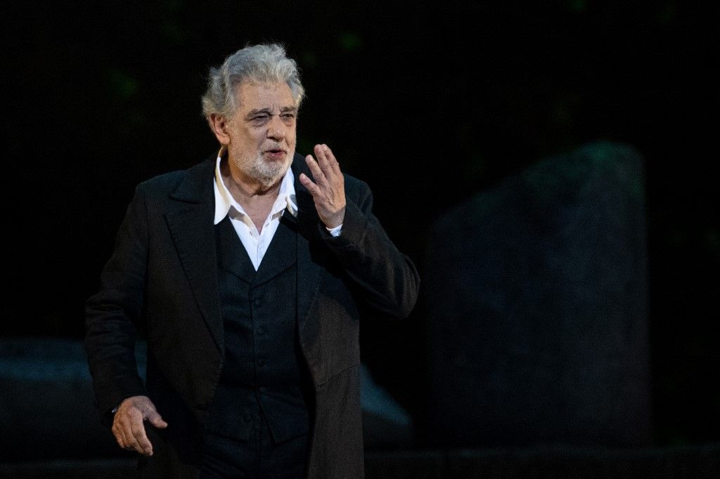 Spanish opera singer Placido Domingo, 78, performs on stage during the dress rehearsal of 'Spanish Night' at the 150th Choregie in Orange 5 July, 2019. u00e2u20acu201d AFP pic