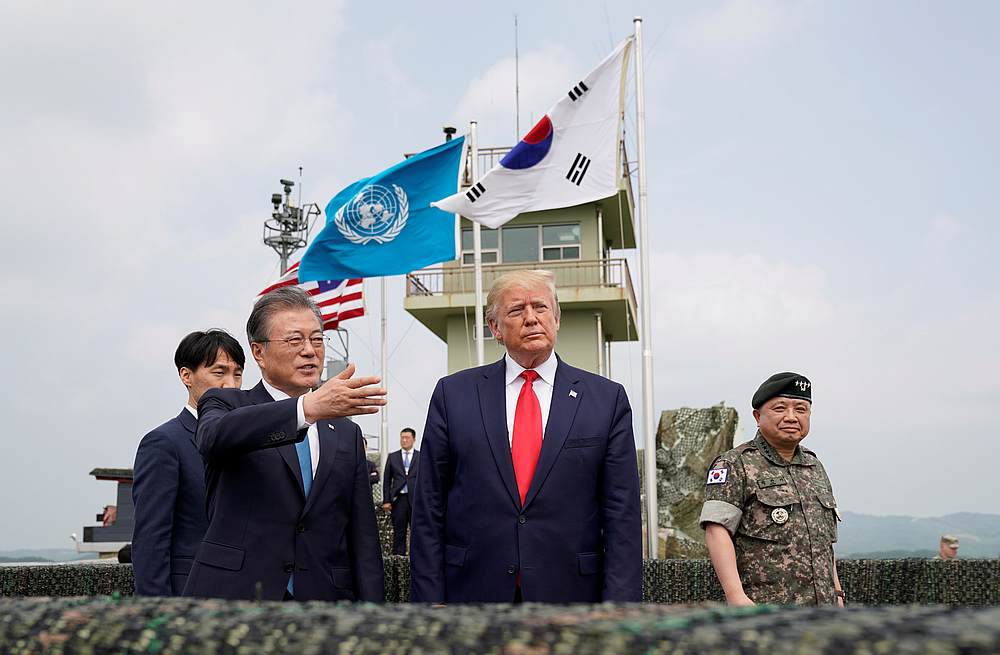 US President Donald Trump and South Korean President Moon Jae-in visit the demilitarised zone separating the two Koreas, in Panmunjom June 30, 2019. u00e2u20acu201d Reuters pic