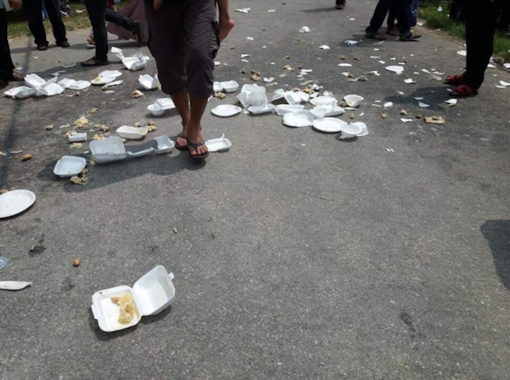 Malaysians and their rubbish: Visitors to Kampung Sempeneh in Batu Kurau’s durian party left behind rubbish after savouring the King of Fruits. — Picture via Twitter