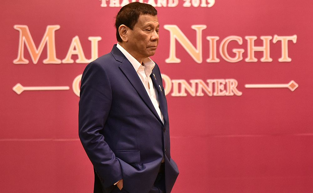 Philippines President Rodrigo Duterte arrives for a Asean Summit dinner at the Athenee Hotel in Bangkok, Thailand June 22, 2019. u00e2u20acu201d Thailand Government House handout via Reuters 