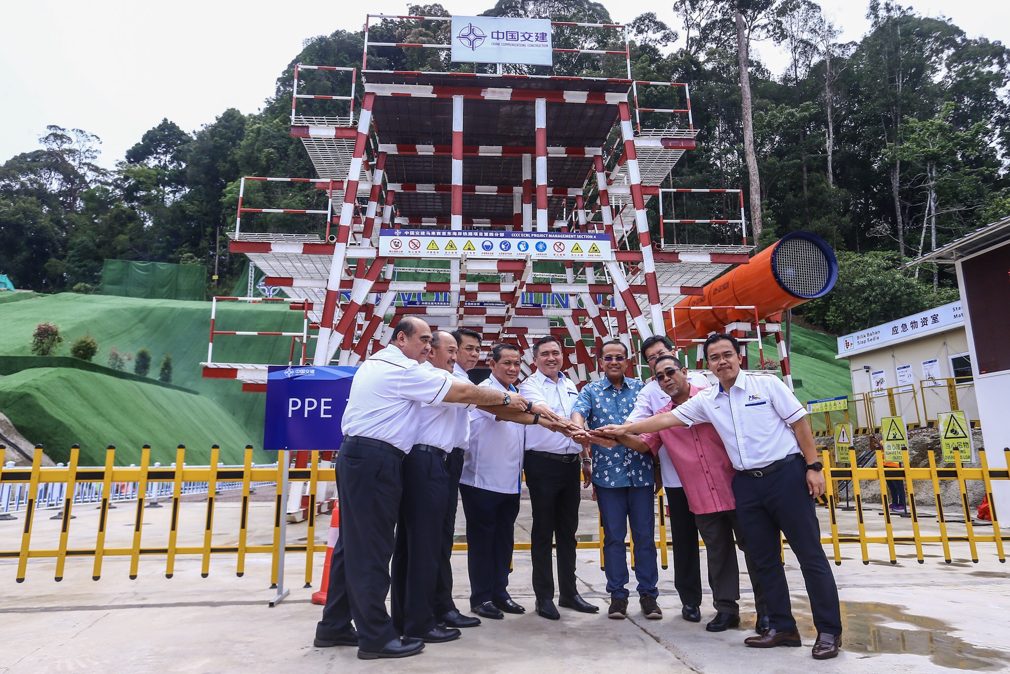 Transport Minister Anthony Loke (centre) is pictured during the ECRL relaunch in Dungun, Terengganu July 25, 2019. u00e2u20acu2022 Picture by Hari Anggara