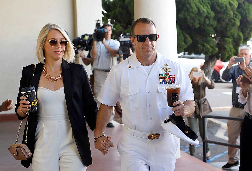 US Navy SEAL Special Operations Chief Edward Gallagher (right) arrives at court with wife Andrea at Naval Base San Diego, California July 2, 2019. u00e2u20acu201d Reuters pic