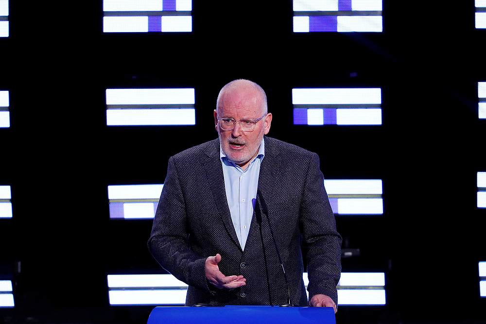 European Commission vice-president Frans Timmermans speaks at the Plenary Hall during the election night for European elections at the European Parliament in Brussels, Belgium, May 27, 2019. u00e2u20acu201d Reuters pic 