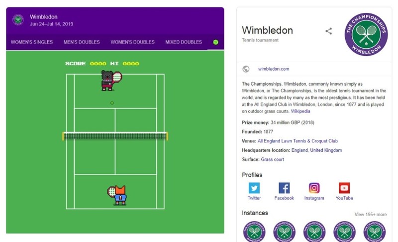 Google's tennis game is hidden inside a dedicated Wimbledon 2019 search results box. u00e2u20acu2022 AFP pic